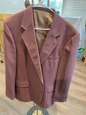 Haggar Dusty Mauve Single-Breasted Blazer with Gold Buttons